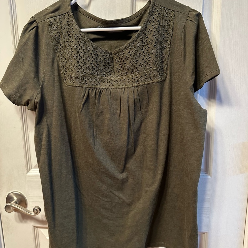 Eddie Bauer Dark Green Lace Blouse
